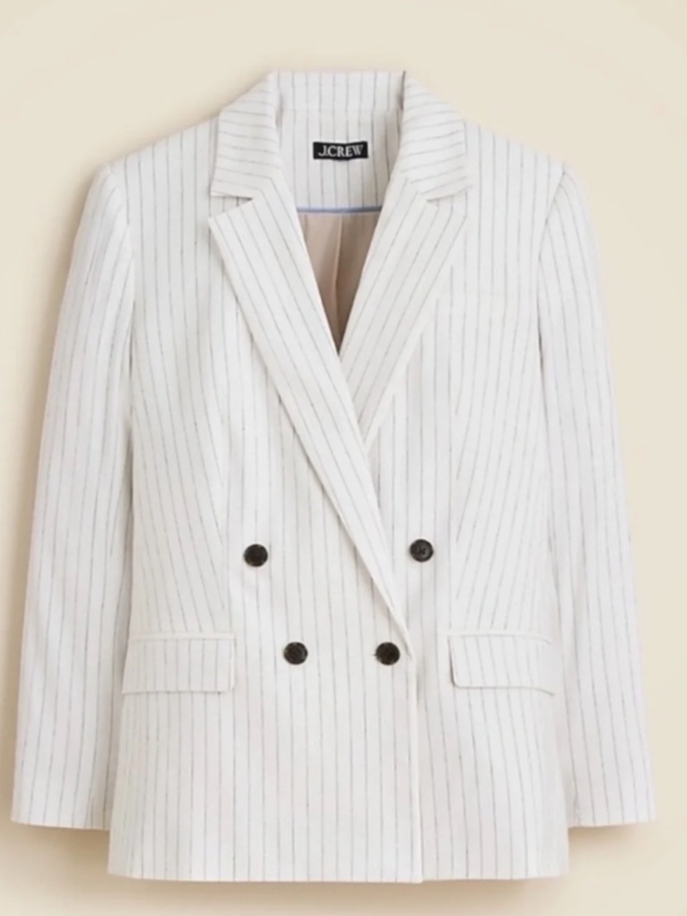 J. Crew Double-breasted Linen Blend Blazer in Pinstripe - Picture 3 of 6